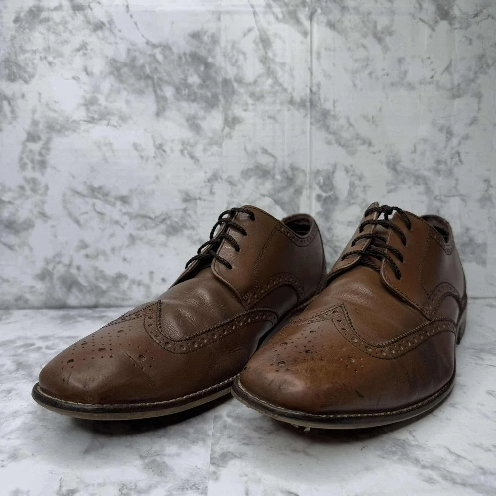 Florsheim CASTELLANO WINGTIP 14137 Tan Leather Oxford‎ Shoes 9.5D Derby